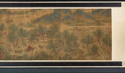 Lentefestival aan de rivier (detail), handrol door Qing Dynasty Chinese School